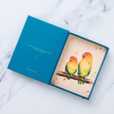 Parrot Design Empty Blue Box