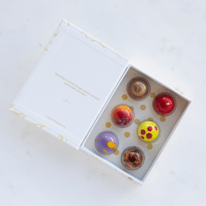 White Box of Bonbons Dot Background