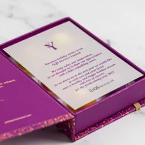 Corporate box custom message purple