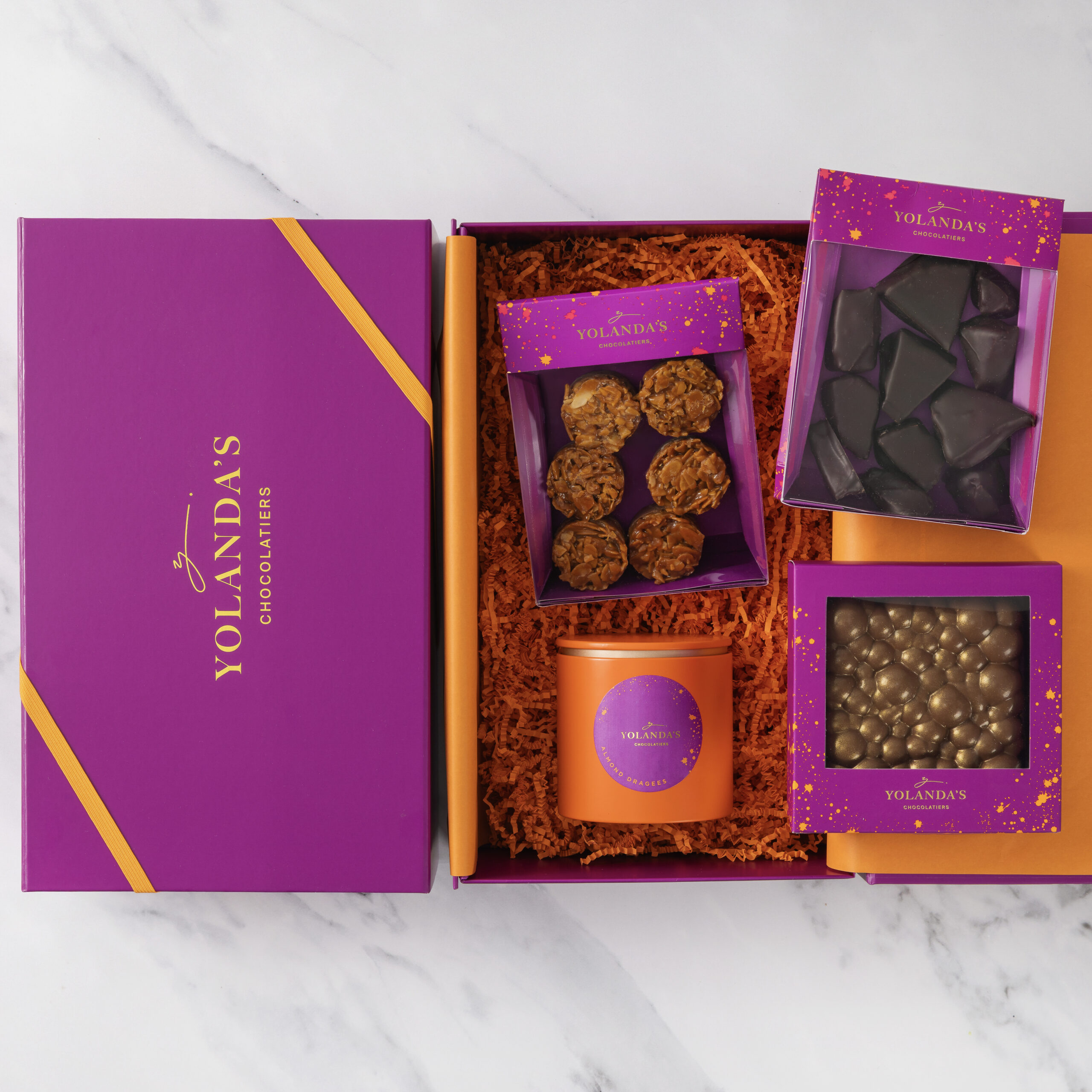 Birthday Hamper Happy Birthday Hamper with Chocolate Almond Dragées, Dubai Chocolate Bar, Florentines and Honeycomb bites