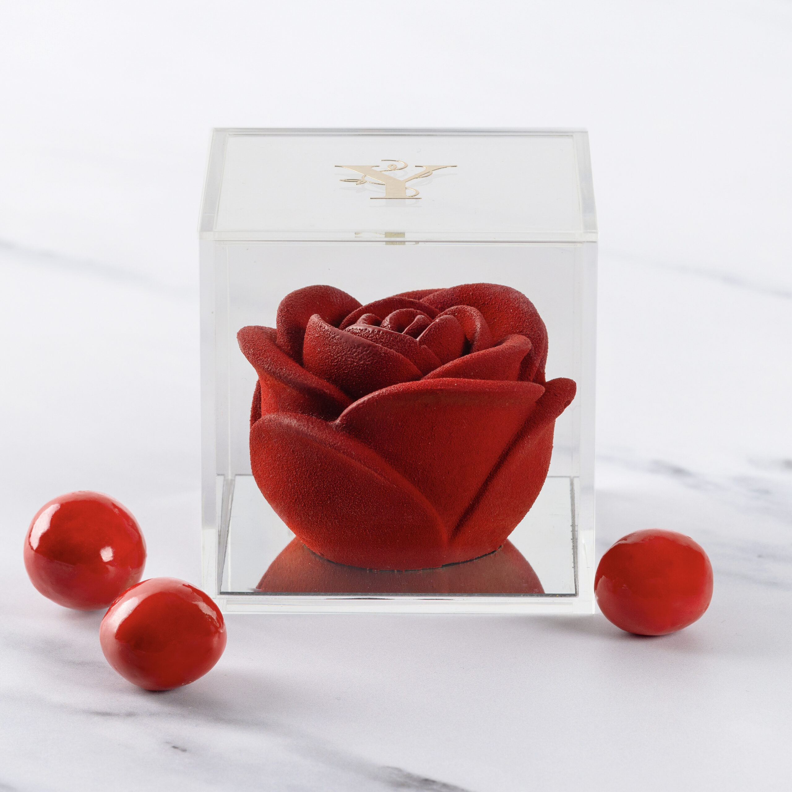Rose in Bloom with Milk chocolate and Hazelnut Dragees